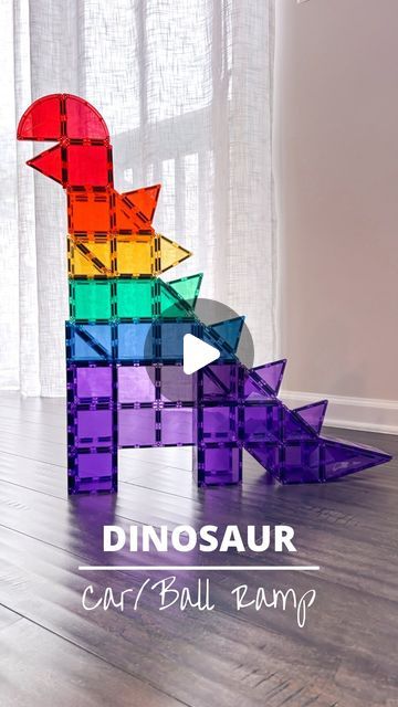 Magnet Tile Dinosaurs, Magnetic Tile Dinosaur, Dinovember Crafts, Magnatile Dinosaur, Dinosaur Magnatiles, Picasso Tiles Building Ideas, Magnatile Builds, Magna Tiles Ideas, Magnetic Tiles Ideas For Kids