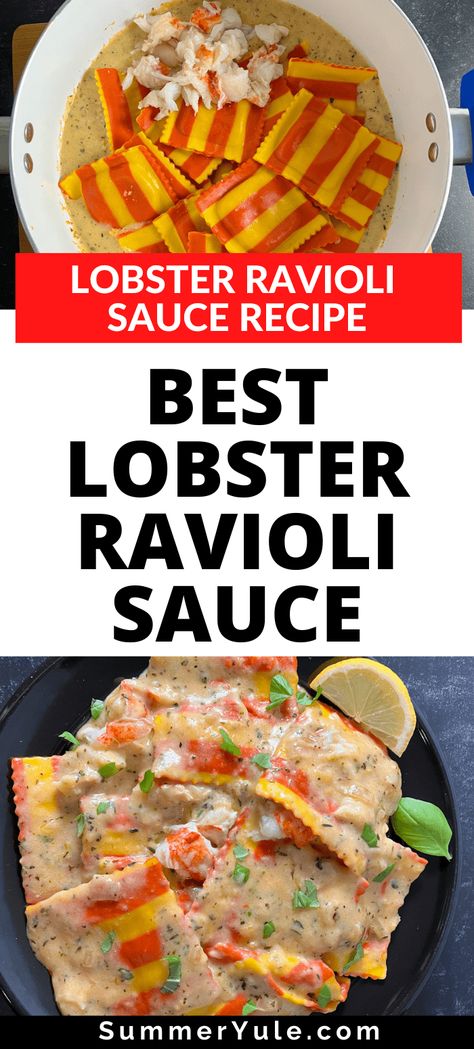 This creamy lobster ravioli sauce without cream is the best sauce for lobster ravioli. Trader Joes Lobster Ravioli Recipe, Crab And Lobster Ravioli Sauce, Lobster Ravioli Sauce Easy, Cream Sauce For Lobster Ravioli, Sauce For Lobster Ravioli, Lobster Ravioli Sauce Recipe, Sauce For Lobster, Ravioli Dinner Ideas, Ravioli Sauce Recipe