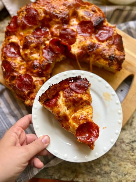 Sourdough Focaccia Pizza - Amy Bakes Bread Sourdough Deep Dish Pizza Dough, Pizza Focaccia Bread, Sourdough Pan Pizza, Sourdough Detroit Style Pizza, Deep Dish Sourdough Pizza Crust, Sourdough Breakfast Pizza, Sourdough Deep Dish Pizza, Sourdough Discard Recipes Focaccia, Focaccia Pizza Dough