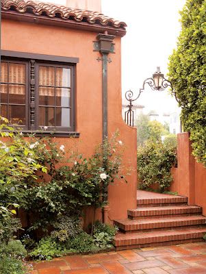 Spanish House Paint Colors, Orange House Exterior, Spanish Style Homes Exterior, Spanish Style Home Exterior, Ken Fulk, Best Exterior Paint, Mexico House, Homes Exterior, Spanish Villa