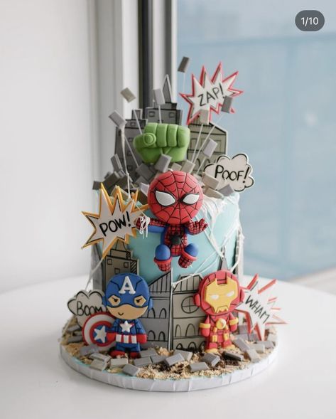 Avengers Cake 2 Tier, Marvel 3rd Birthday Cake, Superheroes Birthday Cake, Superhero Cakes For Boys, Super Hero Birthday Cake For Boys, Marvel Cakes For Boys, Superhero Cake For Boys, Marvel Cake Ideas, Avengers Cake Design