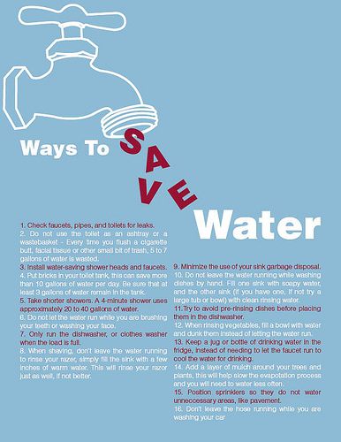 Water1 | for my environmental science project | Jennifer Mannhardt | Flickr Environmental Science Projects, Save Water Poster, Water Saving Tips, Ways To Save Water, Saving Water, Water Projects, Water Poster, Water Day, Green Tips