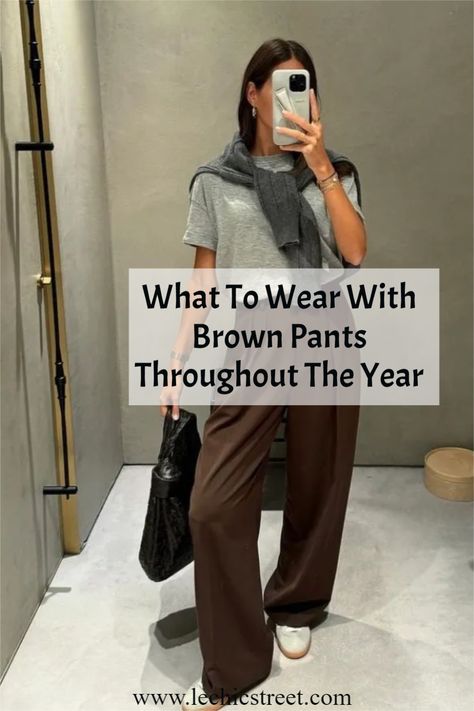 brown aesthetic, brown trouser outfit, brown pants outfit, fall outfits, winter outfits, trousers pants, fall style, fall aesthetic, fall outfit 2024, autumn aesthetic Airport Outfit Brown Joggers, Trouser And Sweatshirt Outfit, What To Wear With Brown Joggers, Brown Pants Street Style, Shoes To Wear With Brown Pants, Brown Pants Winter Outfit, Brown Sweat Pants Outfit, Outfits With Brown Sweatpants, What To Wear With Brown Cargo Pants