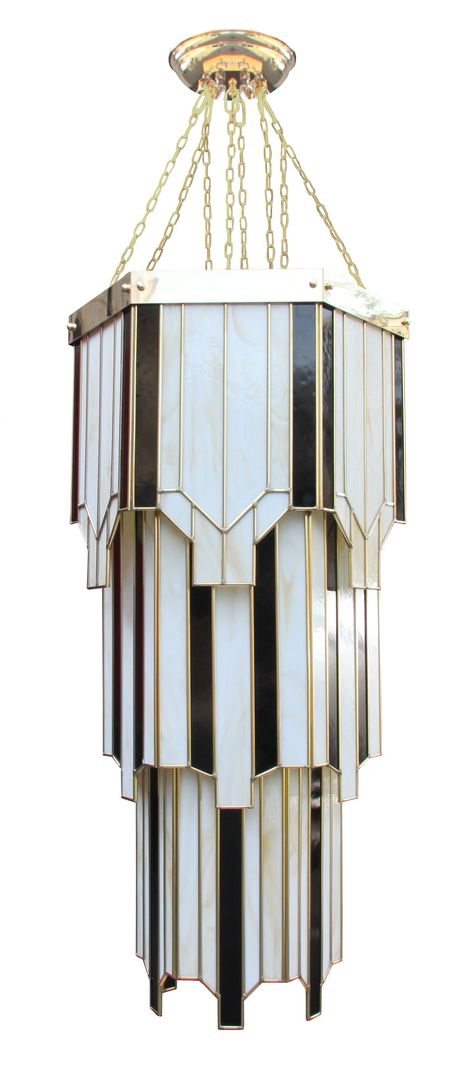 Hand made by Kansa Lighting Ltd, Yorkshire based company commissioned by ITV's Mr Selfridge, Art Deco style pendant for the new series. Hexagonal Art, Art Deco Light Fixtures, Art Deco Ceiling Light, Lampe Art Deco, Art Deco Ceiling, Deco Chandelier, Tiered Chandelier, Art Deco Movement, Art Deco Table