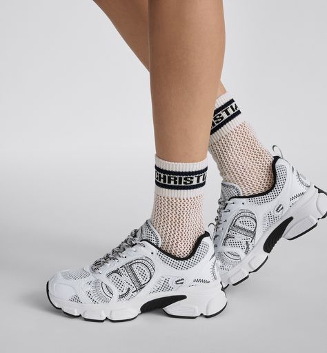 Dior Chrono Sneaker Mesh with White and Black Leather-Effect Panels | DIOR Laid Back Outfits, Denim Swimsuit, Dior Star, Dior Sneakers, Dior Book Tote, Mens Travel Bag, Star Shoes, Backpack Tote Bag, Dior Shoes