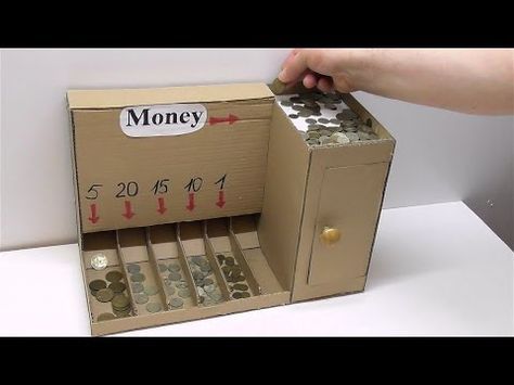 DIY Coin Sorting Machine from Cardboard - YouTube Coin Sorting, Diy Tumblr, Crafts Kids, Corrugated Box, Instagram Diy, Diy Cardboard, Amazing Diy, Cardboard Crafts, Best Ideas