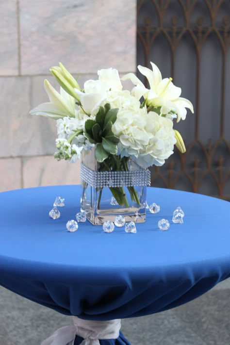 Denim and Diamonds party at the Joslyn art museum White Diamond Anniversary Party, 75 Anniversary Ideas, Denim And Diamond Centerpiece Ideas, Diamond Jubilee Theme Party, Denim Themed Party, Diamond Wedding Decorations, 60th Wedding Anniversary Decorations, Diamond Wedding Theme, Diamond Theme Party