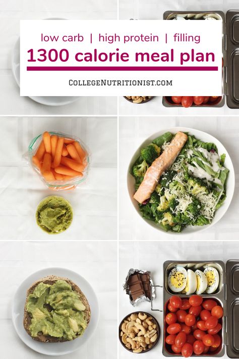 Weight loss meal plan with guacamole, salmon, and more!  #collegenutritionist #weightloss #lowcarb Filling Low Carb Meals, 1300 Calorie Meal Plan, Most Effective Diet, Paleo Diet Plan, Low Carb Meal Plan, Calorie Meal Plan, Makanan Diet, Healthy Diet Plans, Fat Burning Foods