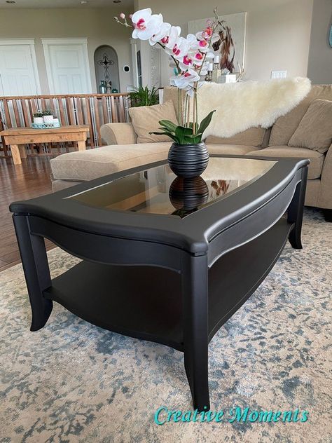 Redo Coffee Table With Glass Inserts, Upcycled Furniture Coffee Tables, Coffee Table With Glass Makeover, Refurbished Glass Top Coffee Table, Redo Coffee Table Diy Ideas, Wood And Glass Coffee Table Makeover, Glass Table Top Makeover, Redo Coffee Table Diy, Glass Top End Table Makeover