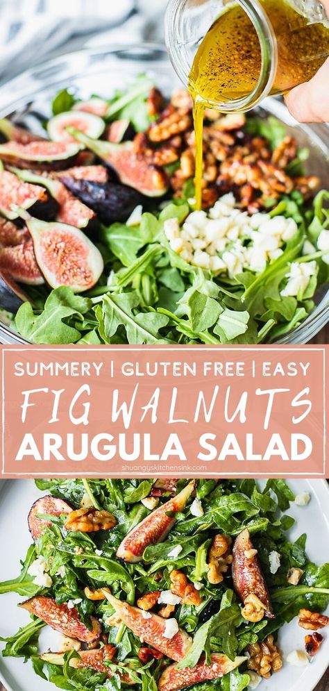 Fig Salad Recipes, Fig Salad, Fig Recipes, Walnut Salad, Fresh Figs, Arugula Salad, Summer Salad, Healthy Salad Recipes, Frappe