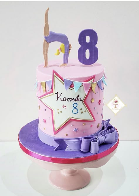 Gymnastic Theme Cake, Dance Theme Birthday Cake, Gymnastics Themed Birthday Cake, Gymnast Cake Ideas, Gymnastics Theme Birthday Party Cake, Gymnastics Themed Cake, Birthday Cake 8th Girl, Gymnastics Cakes For Girls Birthday, Gymnastic Themed Birthday Party