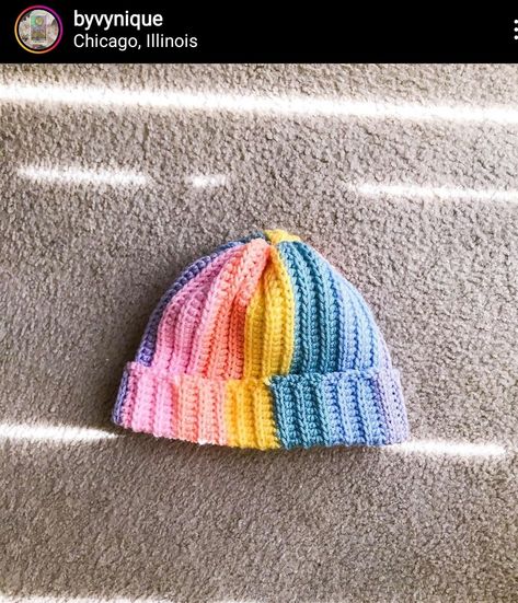 Crochet Beanie Aesthetic, Crochet Beanie Ideas, Beanie Aesthetic, Color Block Beanie, Rainbow Beanie, Crochet Idea, Crochet Square Patterns, Square Patterns, Crochet Square