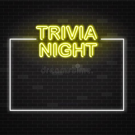 Trivia night yellow neon sign in white frame on dark brick wall background with #Sponsored , #Affiliate, #AD, #yellow, #Trivia, #night, #neon Trivia Background, Dark Brick Wall, Yellow Neon Sign, Brick Wall Background, Yellow Neon, Night Background, Trivia Night, Wall Background, Brick Wall