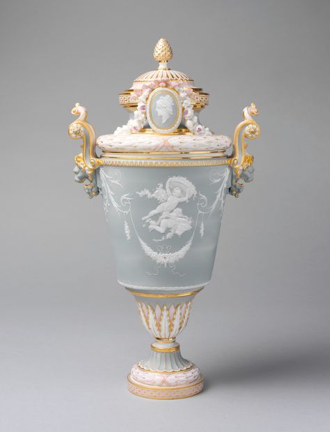 Vase with Cover  Sèvres Manufactory  (French, 1740–present) French Rococo, Antique Vase, Keramik Vase, Antique Porcelain, Objet D'art, Neoclassical, Fine Porcelain, Absinthe Fountain, Porcelain Vase