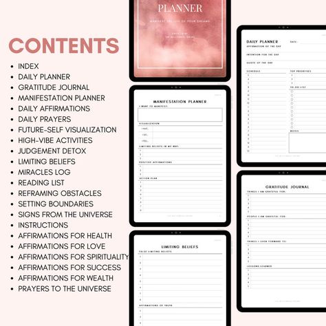 Manifest Clear Skin, Spiritual Planner, Manifestation Practice, Minimalistic Planner, Law Of Attraction Journal, Journal Spiritual, Blog Post Checklist, Manifestation Planner, Journal Manifestation