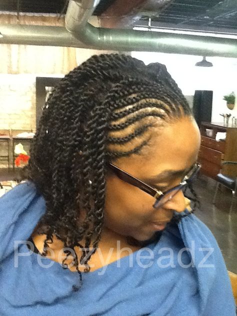 Two strand twists on long hair with cornrow design in front Cornrow Front Twist Back, Back To School Natural Hairstyles, School Natural Hairstyles, Cornrow Twist, Two Strand Twist Hairstyles, Back To School Styles, Cornrow Designs, Corn Row, Cornrow Styles