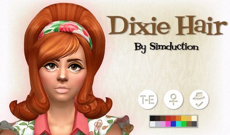 Dixie Hair by Simduction | simduction on Patreon 60s Short Hair, Sims 4 1960s, Birthday Clothes Ideas, 60s Clothes, Sims 4 Historical Cc, 4 Hairstyles, Sims 4 Historical, Sims 4 Decades Challenge, 60s Hair