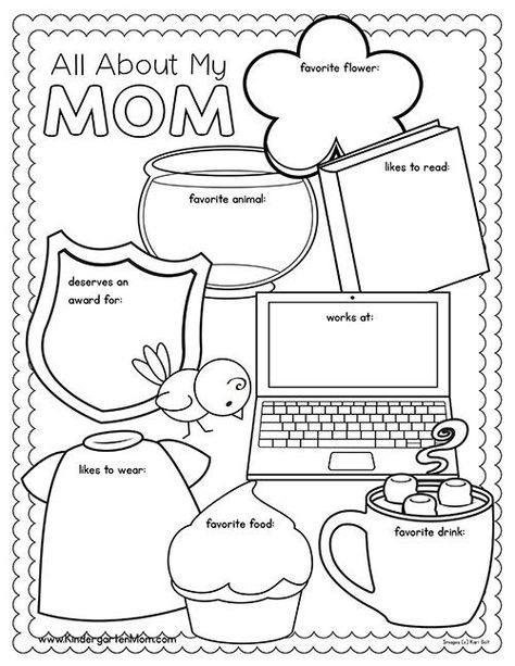 This is a fun worksheet about mom this Mother's Day. Have you students come up with sentences about their mom for Mother's Day. Mothers Day Crafts Preschool, Easy Mother's Day Crafts, Mothers Day Coloring Pages, Diy Mother's Day Crafts, Mother's Day Printables, Mother's Day Projects, Mother's Day Activities, Mothers Day Crafts For Kids, Dad Day