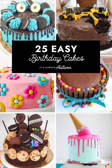 Easy Birthday Cake For Women, Diy Birthday Cake For Girls Easy, 9 Yrs Old Girl Birthday Party Ideas, Kids Cakes For Girls Birthdays, Home Made Cake Decorations Ideas, Girls Bday Cake Ideas, Kids Birthday Cakes Girls Easy, Cute Cakes For Girls Birthday, Easy Cake Decorating Ideas For Beginners