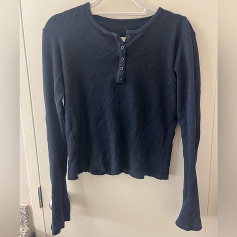 Brandy Melville Ahern Thermal Top Thermal Top, Brandy Melville Tops, Brandy Melville, Brandy, Long Sleeve Tops, Navy, Closet