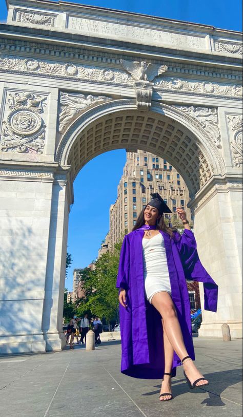 NYU graduation New York University Graduation, New York Graduation Pictures, Nyu Graduation Pictures, Nyc Graduation Photos, Nyu Acceptance Letter, Classy Graduation Dress, Nyu University, Nyu Graduation, Nyu Campus