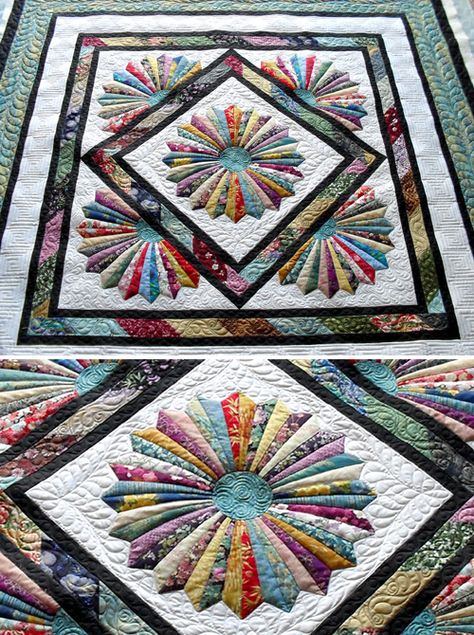 Dresden Bloom Quilt Pattern, Dresden Quilts Ideas, Dresden Quilt Patterns, Medallion Quilts Ideas, Fan Quilt Pattern, Wedge Quilts, Fan Quilts, Colourful Quilts, Free Quilt Block Patterns