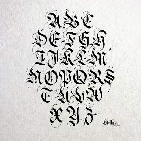 Fraktur Alphabet, Font Gothic, Tattoo Lettering Alphabet, Calligraphy N, Graffiti Lettering Alphabet, Calligraphy Fonts Alphabet, English Calligraphy, Gothic Lettering, Handwriting Examples