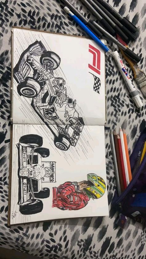 F1 Car Drawing, Themed Sketchbook, F1 Art, F1 Car, Car Drawing, Cool Car Drawings, Formula Uno, Art Diary, Arte Sketchbook