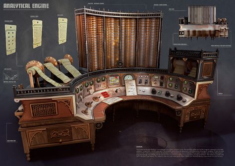 Steampunk Science Aesthetic, Steampunk Machines Concept Art, Difference Engine, Steampunk Factory Concept Art, Steampunk Office, Mechanical Computer, Analytical Engine, Charles Babbage, Steampunk Control Panel