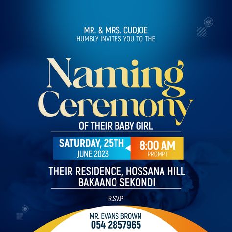 Naming Ceremony flyer Naming Ceremony Flyer Design, Naming Ceremony Invitation, Ceremony Invitation, Church Media Design, Flyers Design, Flyer Design Layout, Church Poster Design, Doctors Day, Camera Art