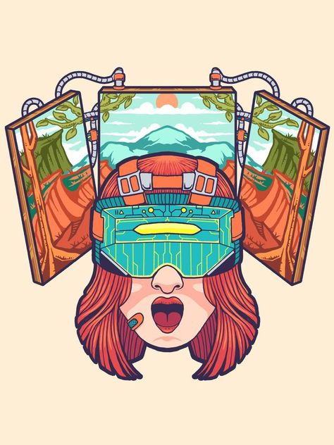 virtual reality vector illustration Virtual Reality Illustration, Reality Illustration, Virtual Reality Design, Vector Game, Vr Headset, Screen Design, Illustration Vector, New Media, Coral Reef