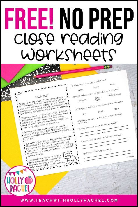 Free Reading Passages For 3rd Grade, Reading Passages 1st Grade, Free Reading Passages, Free Reading Comprehension Worksheets, Reading Foundational Skills, Upper Elementary Reading, Close Reading Activities, Close Reading Passages, Elementary Learning