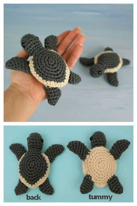 Amigurumi Cute Turtle Free Crochet Pattern - Amigurumi Crochet Beach Blanket Crochet, Crocheted Turtle, Crochet Turtle Pattern, Baby Sea Turtle, Crochet Turtle, Pola Amigurumi, Turtle Pattern, Kids Crochet, Loom Knitting