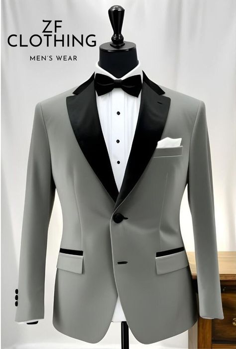 Wedding Suits Men Blue, Suits Groom, Grey Suit Wedding, Grey Tuxedo, Dress Men, Formal Fashion, African Print Dress Designs, Wedding Dress Men, Groom Tuxedo