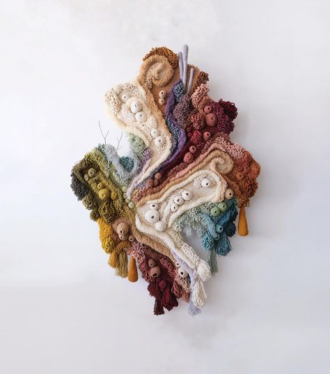 Vanessa Barragão on Instagram: “Coral Garden VI 🍀 170x240cm 🐠 latch hook and crochet . . . #wool #handmade #textile #textileartist #textiles #textilestudio #textiledesign…” Vanessa Barragão, Fiber Wall Art, Bernina Sewing Machine, Bernina Sewing, Coral Garden, Textile Art Embroidery, Textile Sculpture, Contemporary Textiles, Crochet Wool