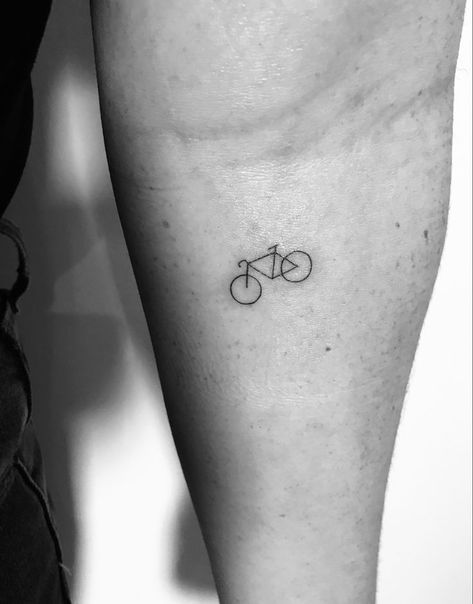 Mini Bike Tattoo, Tattoo Bicycle Ideas, Minimalist Bicycle Tattoo, Cute Bike Tattoo, Minimalist Cycling Tattoo, Dainty Bike Tattoo, Tandem Bicycle Tattoo, Simple Bicycle Tattoo, Cycling Tattoos Women