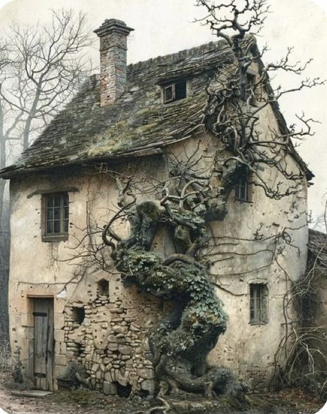 Old Abandoned Buildings, Storybook Homes, Creepy Houses, Beautiful Ruins, Quaint Cottage, House Of Beauty, Interesting Buildings, Urban Sketching, Old Building