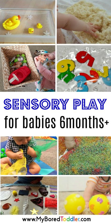 Baby Play Ideas - Activities for 6 - 12 month olds - My Bored Toddler Sensory Play For Babies, Sensory Play Ideas, Activities For Babies, Baby Sensory Play, Baby Play Activities, Baby Learning Activities, Baby Activities, Baby Sleep Problems, Play Ideas