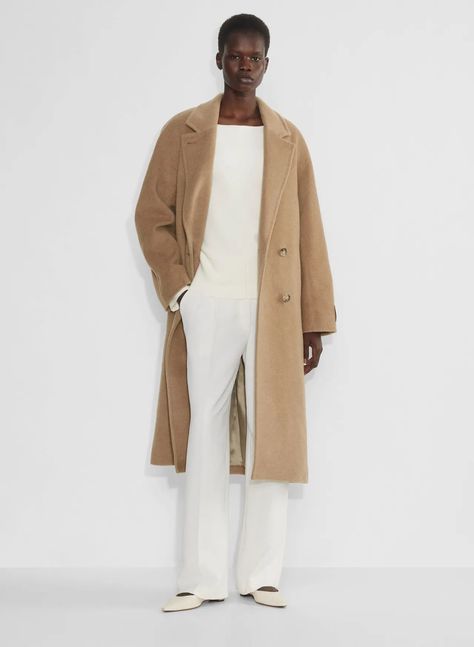 See How the Most Popular Aritzia Wardrobe Basics Look On | Who What Wear Aritzia Slouch Coat, Aritzia Slouch, Slouch Coat, Aritzia Jacket, New Party Dress, Wind Protection, Cool Outfit, Older Fashion, Thick Sweaters