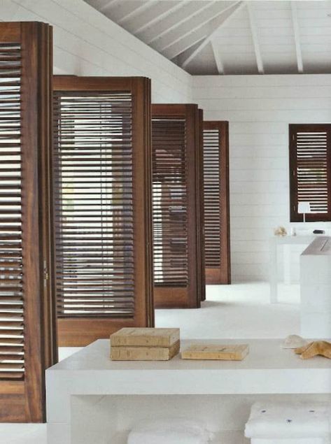 Bali Houses, Shutters Interior, Outdoor Blinds, Dream Beach Houses, Interior Vintage, Interior Minimalista, Wooden Shutters, Hunter Douglas, Shutter Doors