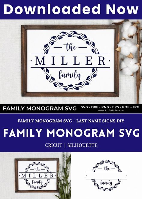 Grab our Last Name Signs DIY Family Monogram Sign SVG design - a digital file that contains a customizable monogram design for families. This design typically features the initials of family members in an elegant and stylish way, making it a perfect addition to any home decor. Grab our FREE Monogram SVG Files, Fonts, Alphabets, Frames and Initials. Instant Download and Commercial Use Included. Compatible with Cricut Name Signs Diy, Family Monogram Sign, Quote Svg Files, Family Monogram, Free Monogram, Signs Diy, Monogram Signs, Last Name Signs, Last Names