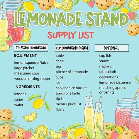 Everything you need to know to host a fun, safe and profitable Garage Sale Lemonade StandLemonade Fun Lemonade Stand Ideas, Lemonade Selling Ideas, Lemonade Stand Tip Jar, Lemonade Stand Set Up, Lemonade Sale Ideas, How To Sell Lemonade, What Do You Need For A Lemonade Stand, Lemonade Stand Names Ideas, Lemonade Stand Checklist