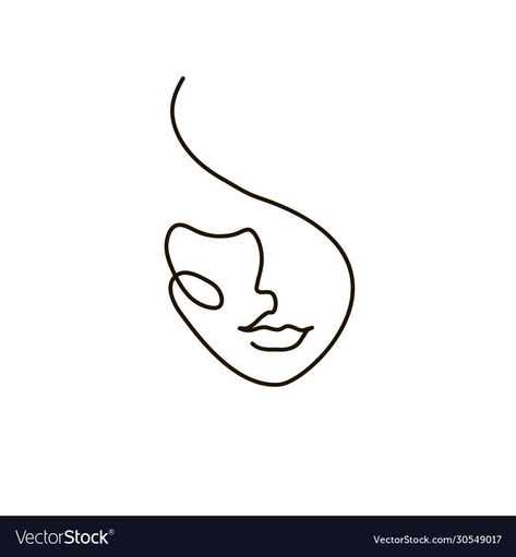 Face Logo Design Women, Face Logo Illustration, Face Icon Logo, Woman Face Logo, One Line Face, Line Drawing Portrait, Logo Skincare, One Continuous Line Drawing, Logo Design Women