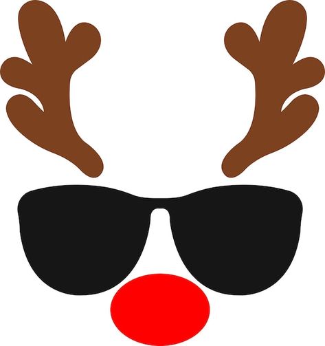 Vector reindeer character with glasses. ... | Premium Vector #Freepik #vector #reindeer #christmas-reindeer #santa-reindeer #cartoon-illustration Reindeer Face Template Free Printable, Character With Glasses, Reindeer Cartoon, Reindeer Noses, Christmas Logo, Reindeer Head, Christmas Photo Props, Face Template, Reindeer Face