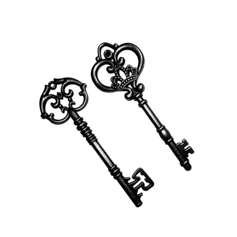 2 large skeleton keys pendant in a gunmetal black finish. 2 styles, 1 of each key Great finding for making bracelets, necklaces, earrings, other jewelry projects, steampunk creations, and scrapbooking! 83mm long x 31mm wide x 6mm thick (about 3 1/4 inches long) material: metal alloy; does not contain lead Please let me know if you have any questions, or if you would like a listing for a different quantity! Skeleton Key Tattoo, Murmuration Art, Key Drawings, Key Tattoo, Ghost Tattoo, Spooky Tattoos, Skeleton Keys, Keys Wedding, Fairy Tattoo