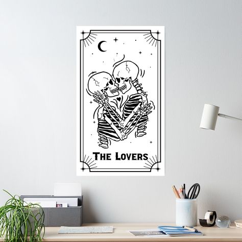 High-quality posters to hang in dorms, bedrooms or offices. Multiple sizes are available. Printed on 185gsm semi gloss poster paper. Additional sizes are available. The lovers tarot card bride or die bachelorette party is the perfect way to celebrate your dark, gothic wedding or bachelorette party! This unique Tarot card features a skeleton couple under the night sky. Whether you're planning a traditional wedding with a gothic theme or want to go all out for a spooky Halloween bash, this is the Lover Tarot Cards, Dark Gothic Wedding, Bride Or Die, Unique Tarot Cards, Gothic Theme, Lovers Tarot Card, The Lovers Tarot Card, Skeleton Couple, Gothic Themes