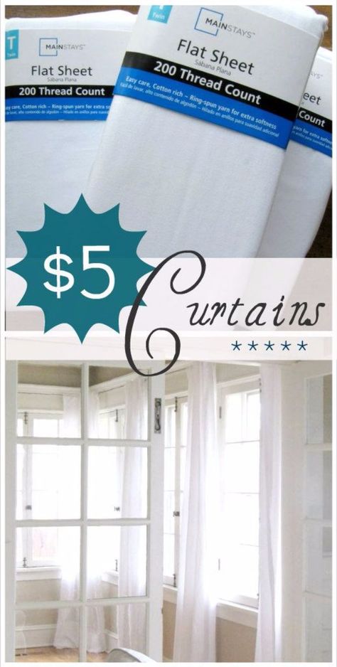 50 DIY Curtains and Drapery Ideas - $5 Curtains - Easy No Sew Ideas and Step by Step Tutorials for Drapes and Curtain Ideas - Cheap and Creative Projects for Bedroom, Living Room, Kitchen, Kids and Teen Rooms - Simple Draperies for Fabric, Made Out of Sheets, Blackout Curtains and Valances http://diyjoy.com/diy-curtains-drapes Make Curtains, Drapes And Blinds, Curtains And Draperies, No Sew Curtains, Drop Cloth Curtains, Apartment Patio, How To Make Curtains, Rod Pocket Curtains, Chic Living