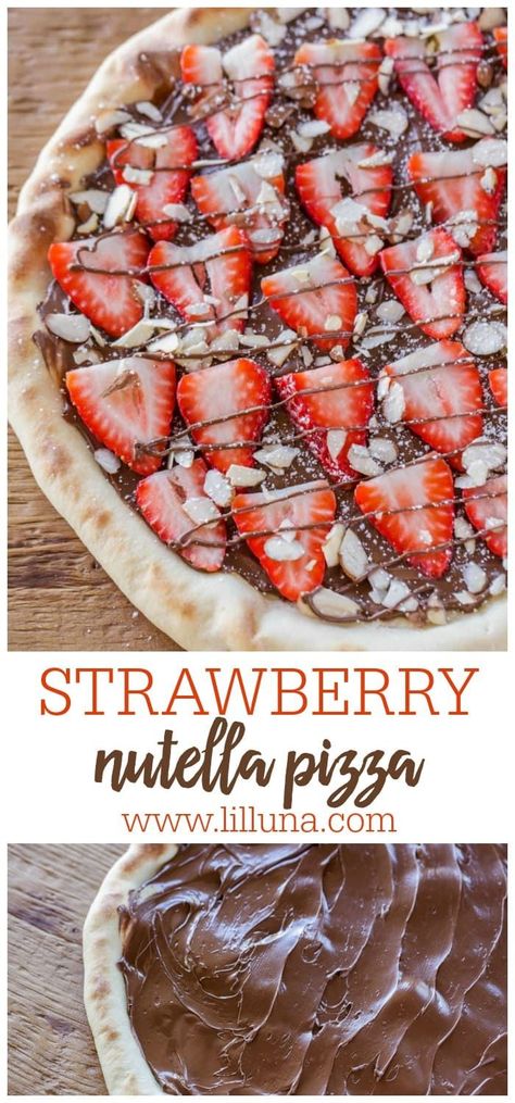 Strawberry Pizza, Nutella Pizza, Dessert Pizza Recipes, Sweet Pizza, Strawberry Nutella, Easy Dessert Recipe, Cookie Pizza, Pizza Recipes Homemade, Nutella Recipes