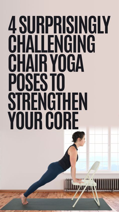 If you’re looking to strengthen your core while practicing Chair Yoga, there are a number of postures that you can practice that may just surprise you. Give these 4 poses a try to help you build strength and stability within your center. Free Chair Yoga Plan, Chair Yoga Free, Somatic Stretching, Chair Yoga Challenge, Chair Yoga For Beginners, Quick Yoga Workout, Core Strengthening Yoga, Chair Yoga Sequence, Chair Pilates