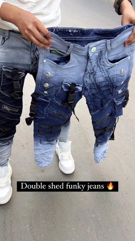 Funky Jeans, African American Fashion, Ripped Jeans Men, Men Haircut Styles, Ankle Length Leggings, Jean Pockets, Patterned Jeans, Mens Fashion Jeans, African Print Fashion Dresses